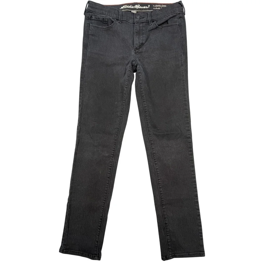 Eddie Bauer Black Slightly Curvy Slim Straight Jeans Womens 6